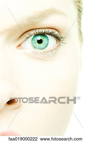 Stock Image - Teenage girl's face, extreme close-up. Fotosearch