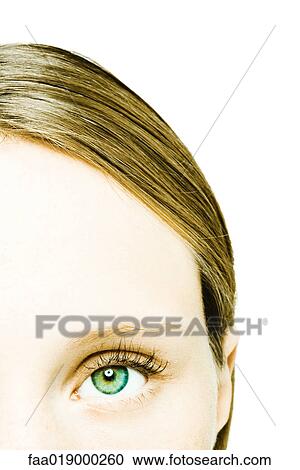 Stock Image - Teenage girl's face, extreme close-up. Fotosearch