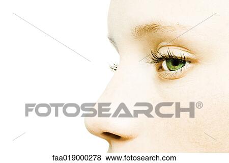 Stock Photo - Teenage girl's upper face, profile. Fotosearch