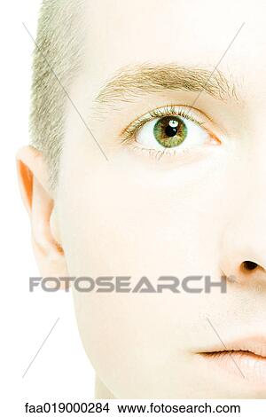Young man's face, extreme close-up View Large Photo Image Picture - Young man's face, extreme close-up. Fotosearch