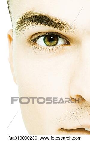 Young man's face, extreme close-up View Large Photo Image Stock Image - Young man's face, extreme close-up. Fotosearch