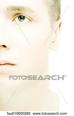Young man's face, extreme close-up View Large Photo Image Stock Photography - Young man's face, extreme close-up. Fotosearch