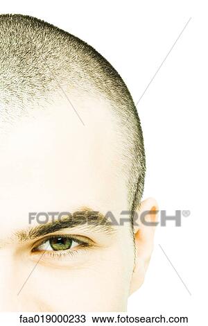 Young man's face, high section, close-up View Large Photo Image Stock Image - Young man's face, high section, close-up. Fotosearch