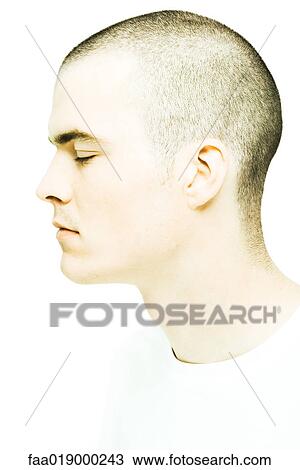 Young man's head, eyes closed, profile View Large Photo Image Stock Image - Young man's head, eyes closed, profile. Fotosearch