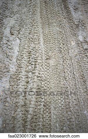 Stock Photograph - Bike tracks in mud. Fotosearch