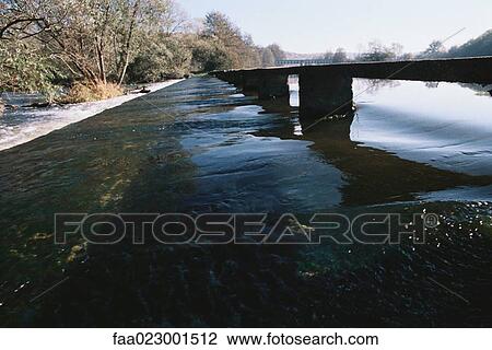 Stock Image - Body of water with sluice. Fotosearch