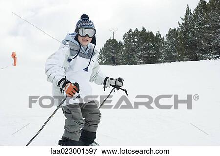 Boy skiing View Large Photo Image Stock Photo - Boy skiing. Fotosearch