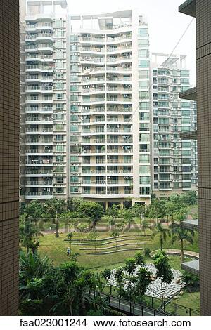China, Guangdong Province, Guangzhou, apartment complex with park View Large Photo Image Picture - China, Guangdong Province, Guangzhou, apartment complex with park. Fotosearch