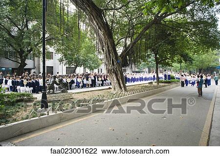 China, Guangdong Province, Guangzhou, students assembled outside View Large Photo Image Stock Image - China, Guangdong Province, Guangzhou, students assembled outside. Fotosearch