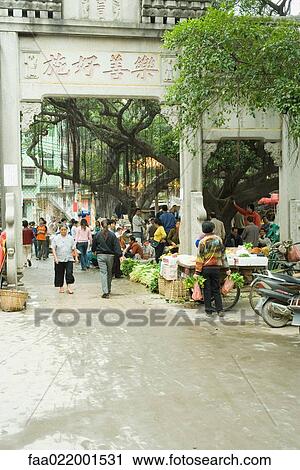 Stock Image - China, Guangdong province, street market. Fotosearch