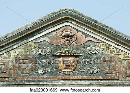 Chinese temple, decorative roof line, close-up View Large Photo Image Stock Photo - Chinese temple, decorative roof line, close-up. Fotosearch