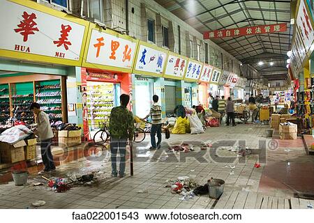 Stock Image - Covered market at closing time. Fotosearch