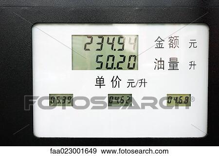 Stock Photo - Digital display on Chinese gas pump. Fotosearch