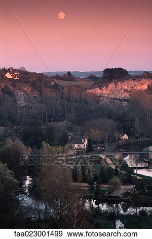 France, Burgundy, Yonne department, landscape at twilight View Large Photo Image Stock Photo - France, Burgundy, Yonne department, landscape at twilight. Fotosearch