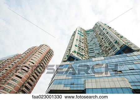 High rises, low angle view View Large Photo Image Stock Image - High rises, low angle view. Fotosearch
