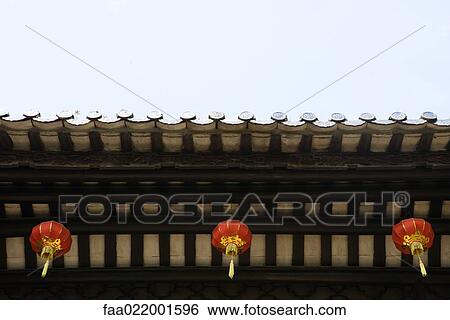 Lanterns hanging from roof View Large Photo Image Stock Photograph - Lanterns hanging from roof. Fotosearch