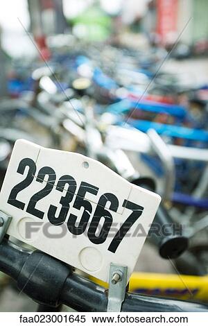 Stock Photography - License plate on bike. Fotosearch