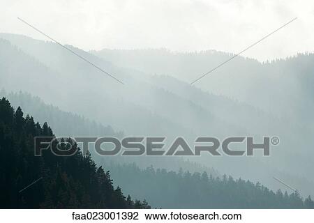 Misty mountain landscape View Large Photo Image Stock Image - Misty mountain landscape. Fotosearch