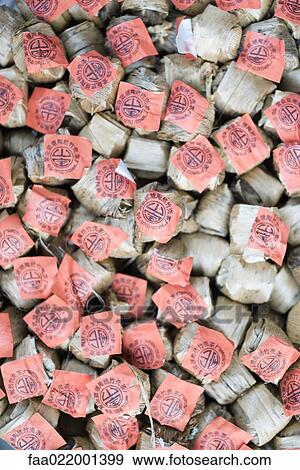 Stock Photo - Packaged Chinese food product, full frame. Fotosearch