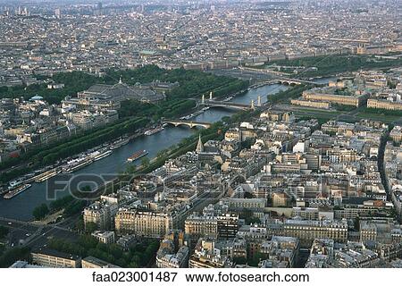 Paris, France, aerial view of the Seine View Large Photo Image Stock Photo - Paris, France, aerial view of the Seine. Fotosearch