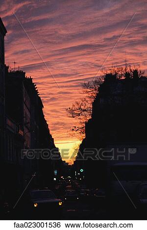 Paris, France, sky at sunset View Large Photo Image Stock Photograph - Paris, France, sky at sunset. Fotosearch