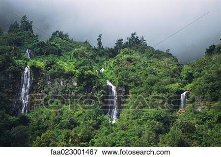 Stock Photo - Reunion, waterfalls. Fotosearch