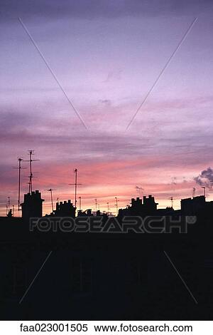 Silhouette of rooflines at dawn View Large Photo Image Stock Photography - Silhouette of rooflines at dawn. Fotosearch