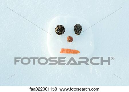 Snowman on the ground, head, view from directly above View Large Photo Image Stock Photo - Snowman on the ground, head, view from directly above. Fotosearch
