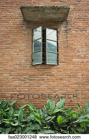 Window in brick wall, close-up View Large Photo Image Stock Photo - Window in brick wall, close-up. Fotosearch