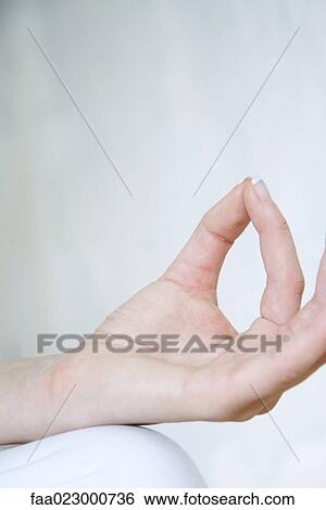 Woman in lotus position, cropped view of hand View Large Photo Image Stock Photograph - Woman in lotus position, cropped view of hand. Fotosearch