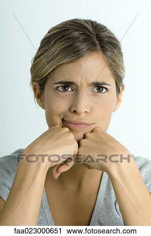 Woman making face, portrait View Large Photo Image Stock Image - Woman making face, portrait. Fotosearch
