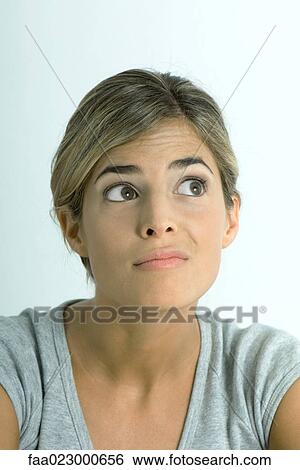 Woman making face, portrait View Large Photo Image Stock Photograph - Woman making face, portrait. Fotosearch