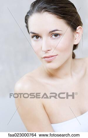 Woman smiling at camera, portrait, close-up View Large Photo Image Picture - Woman smiling at camera, portrait, close-up. Fotosearch