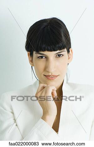 Woman, smiling at camera, portrait View Large Photo Image Stock Image - Woman, smiling at camera, portrait. Fotosearch