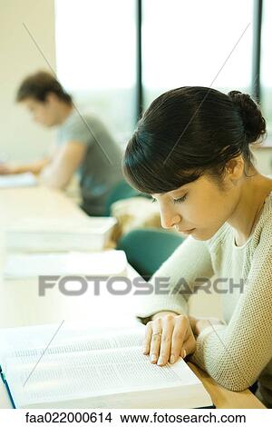 Young woman studying in university library View Large Photo Image Picture - Young woman studying in university library. Fotosearch