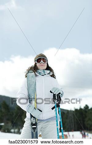 Young woman with ski gear View Large Photo Image Stock Photo - Young woman with ski gear. Fotosearch