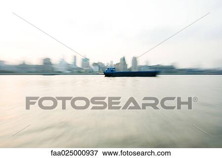 Stock Photo - Barge on river. Fotosearch