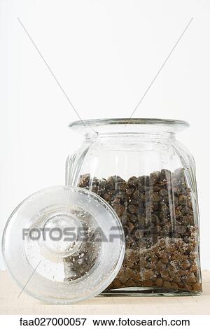 Capers and salt in jar, close-up View Large Photo Image Stock Photo - Capers and salt in jar, close-up. Fotosearch