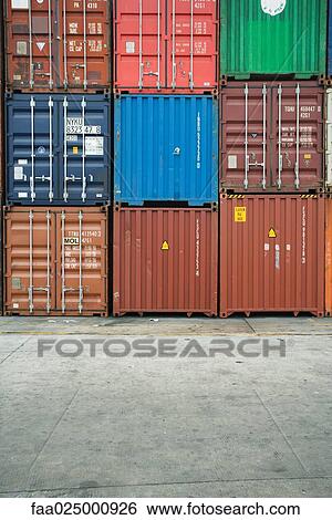 Cargo containers View Large Photo Image Stock Photograph - Cargo containers. Fotosearch