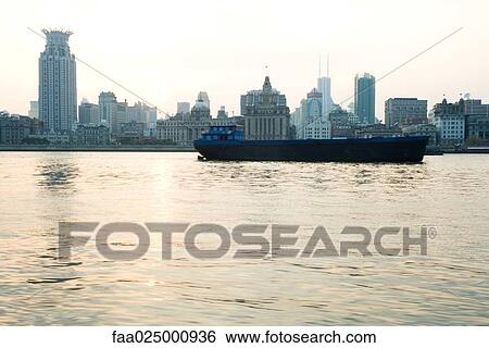China, barge on river View Large Photo Image Stock Photograph - China, barge on river. Fotosearch