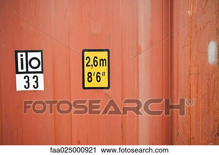 Dimensions marked on side of cargo container, close-up View Large Photo Image Stock Image - Dimensions marked on side of cargo container, close-up. Fotosearch