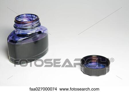 Opened ink bottle, close-up View Large Photo Image Picture - Opened ink bottle, close-up. Fotosearch
