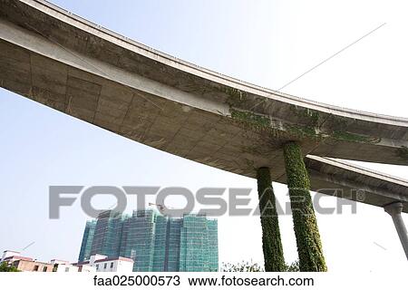 Overpass, high rises with scaffolding in background View Large Photo Image Stock Image - Overpass, high rises with scaffolding in background. Fotosearch