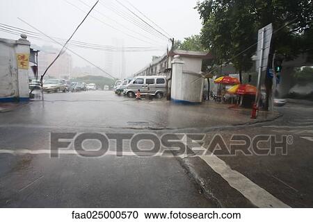 Parking lot in rain View Large Photo Image Stock Image - Parking lot in rain. Fotosearch
