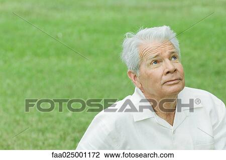 Senior man looking up, head and shoulders, portrait View Large Photo Image Stock Image - Senior man looking up, head and shoulders, portrait. Fotosearch