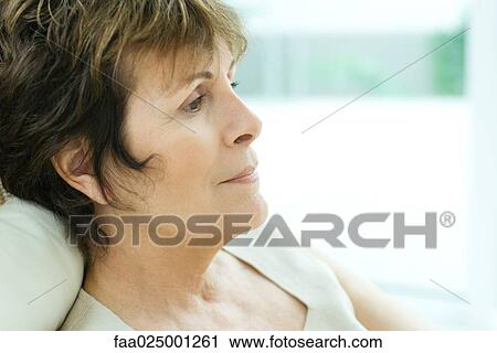 Senior woman, sitting, side view, head and shoulders View Large Photo Image Stock Image - Senior woman, sitting, side view, head and shoulders. Fotosearch