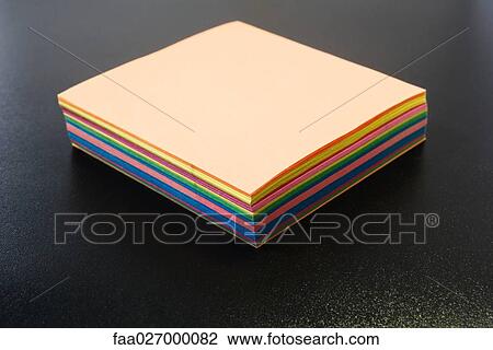 Stack of multicolored paper, close-up View Large Photo Image Stock Image - Stack of multicolored paper, close-up. Fotosearch