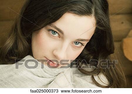 Teen girl with shawl around shoulders, portrait View Large Photo Image Stock Image - Teen girl with shawl around shoulders, portrait. Fotosearch