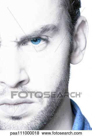 Man knitting brow, partial view, close-up, portrait View Large Photo Image Stock Photo - Man knitting brow, partial view, close-up, portrait. Fotosearch