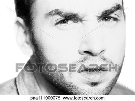 Man knitting brows, close-up, b&w View Large Photo Image Stock Photography - Man knitting brows, close-up, b&w. Fotosearch